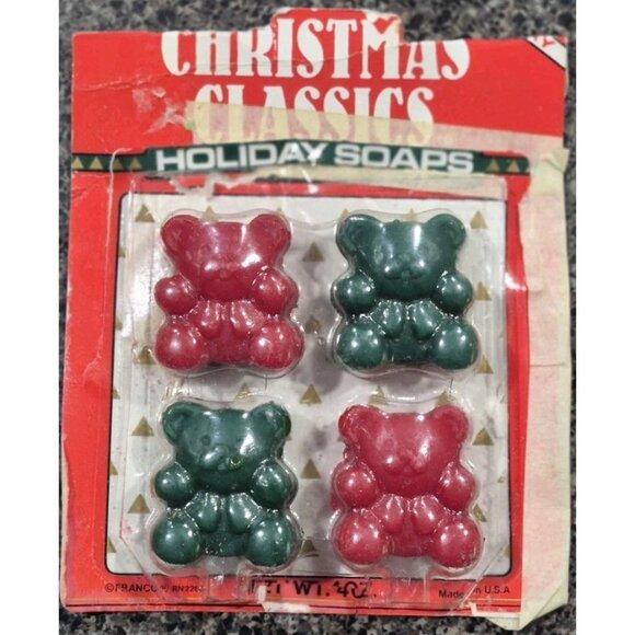 Lot Of (8) Vintage Holiday Decorative Guest Soaps Red Green Soaps Bathroom - Picture 1 of 4